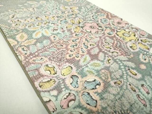 平和屋着物○太鼓柄袋帯 絞り 辻が花 銀通し地 正絹 逸品 DAAZ0889ps