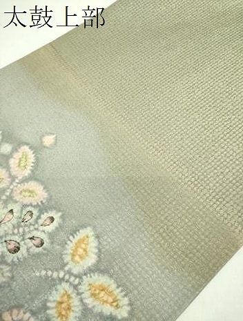 平和屋着物○太鼓柄袋帯 絞り 辻が花 銀通し地 正絹 逸品 DAAZ0889ps