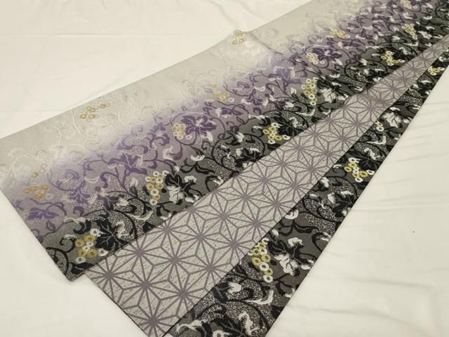 平和屋着物○両面 全通柄袋帯 葡萄蔦の葉文 金銀糸 正絹 逸品 未使用