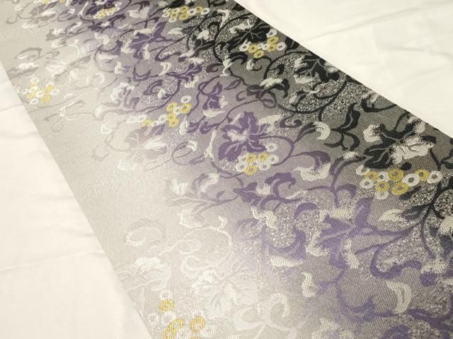 平和屋着物○両面 全通柄袋帯 葡萄蔦の葉文 金銀糸 正絹 逸品 未使用
