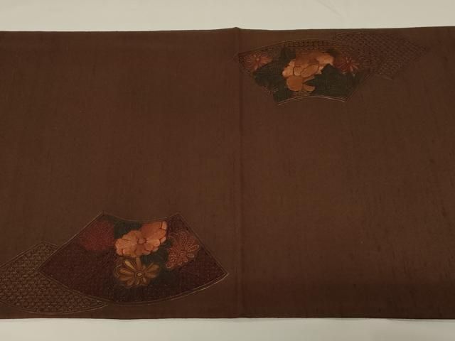 平和屋着物○中国三大刺繍 スワトウ刺繍 相良刺繍 太鼓柄袋帯 紬地 地