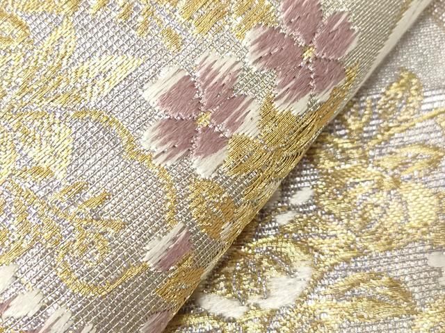 平和屋着物○六通柄袋帯 唐織 花鳥文 金糸 正絹 逸品 CABA2307dy