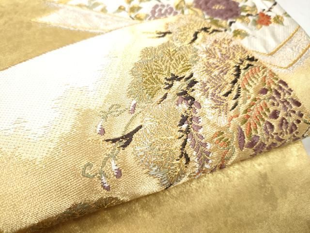 西陣織　袋帯　お太鼓 廣部商事】 特選西陣全通袋帯 双図両面 「華菱立涌文様・黒色」 3通り