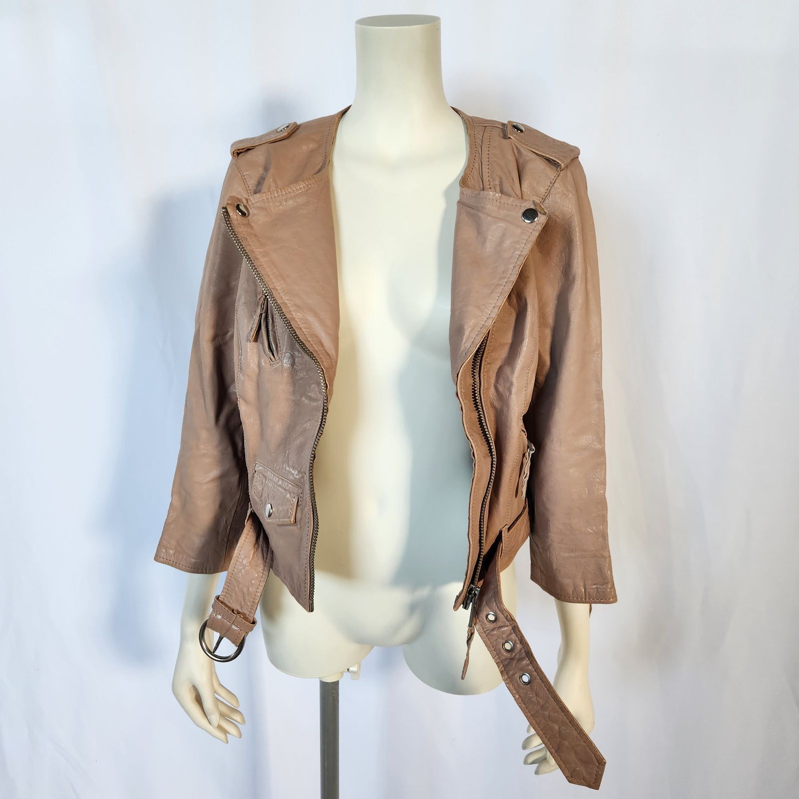 美品『オールセインツ』ダブルライダースレザーバイカージャケット 羊革 ベージュ ☆ UK2 ALLSAINTS ライダースジャケット ダブル ベージュ - メルカリ