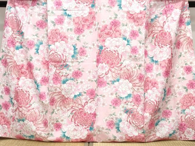 平和屋着物○小振袖 二尺袖 乱菊花文 金彩 洗える着物 未使用