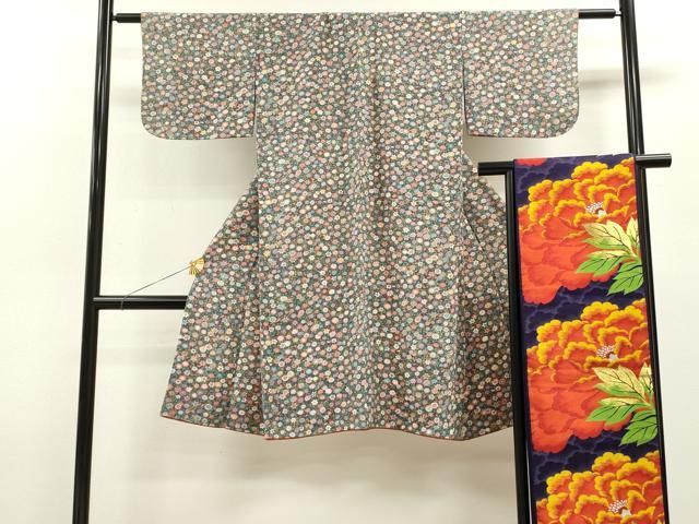 平和屋着物 七五三 女の子 ７歳 祝着 四つ身 袋帯セット 花尽くし ze