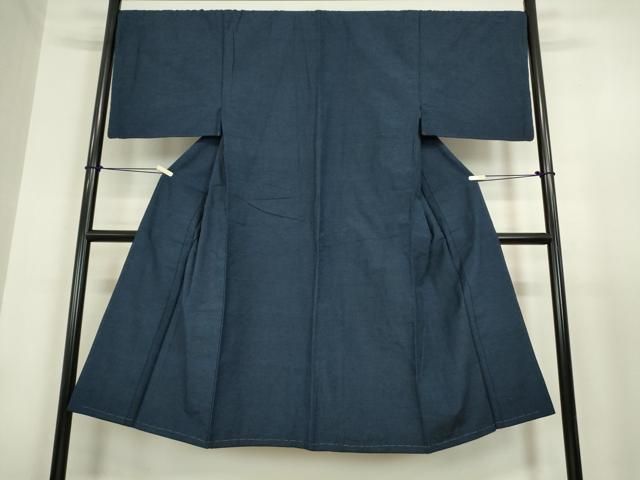 平和屋着物○男性 紬 アンサンブル 紺藍色 正絹 逸品 DAAY9353az