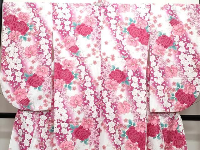 平和屋着物○小振袖 二尺袖 舞花文 金彩 洗える着物 未使用 CABA6084vf