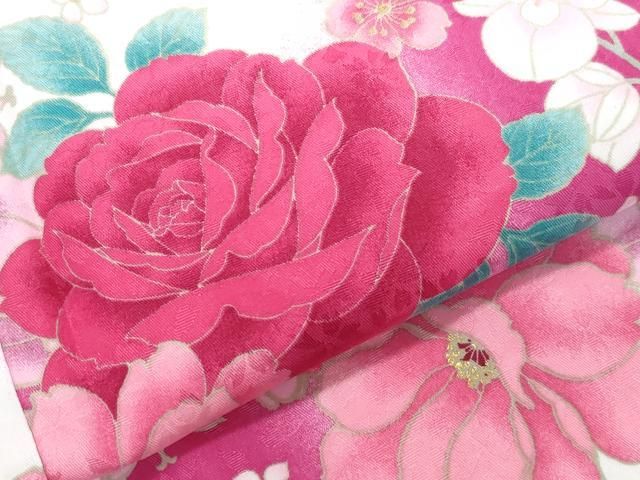 平和屋着物○小振袖 二尺袖 舞花文 金彩 洗える着物 未使用 CABA6084vf