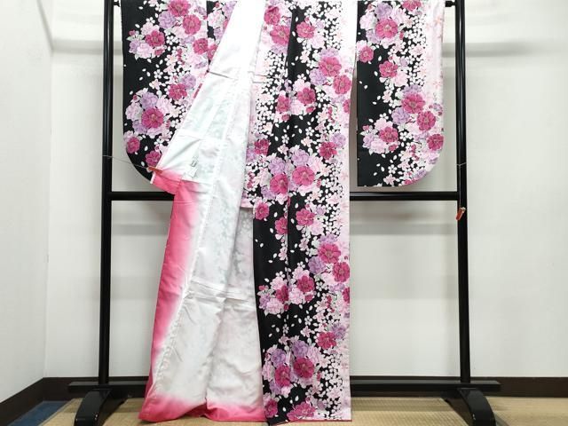 平和屋着物●H・L（アッシュエル）　HENRI-LUC CHAPUIS　小振袖　二尺袖　舞花文　金彩　洗える着物　CAAZ1171vf 平和屋着物○H・L（アッシュエル） HENRI-LUC CHAPUIS 小振袖 二尺袖