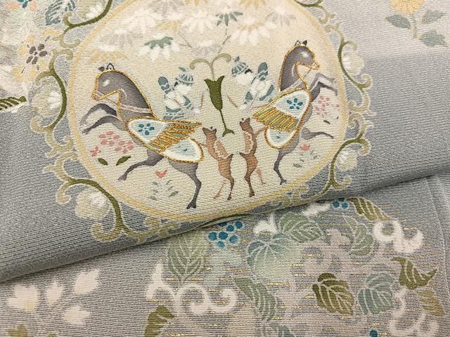 平和屋着物●豪華色留袖　駒刺繍　狩猟花蝶文　暈し染め　金彩　正絹　逸品　AABD4767ph 平和屋着物○豪華色留袖 駒刺繍 狩猟花蝶文 暈し染め