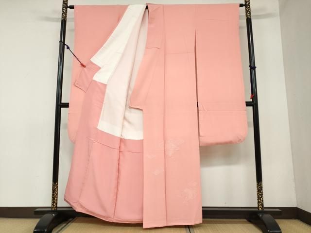 平和屋着物●中国三大刺繍　汕頭刺繍　スワトウ刺繍　総刺繍　振袖　亀甲草葉地紋　薄紅色　正絹　逸品　DAAY5940ud 平和屋着物○中国三大刺繍 汕頭刺繍 スワトウ刺繍 総刺繍 振袖 亀甲