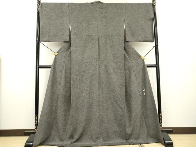 平和屋着物○江戸小紋 作家物 吹き寄せ文 黒地 ロング丈 正絹 逸品