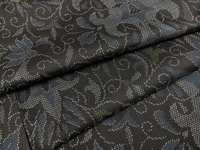 平和屋着物○本場大島紬 一元7マルキ 花唐草文 正絹 逸品 AABD4771ph