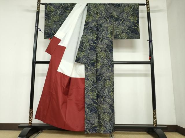 平和屋着物●上質な紬　草花文　正絹　逸品　DAAY5951ud 平和屋着物○上質な紬 草花文 正絹 逸品 DAAY5951ud