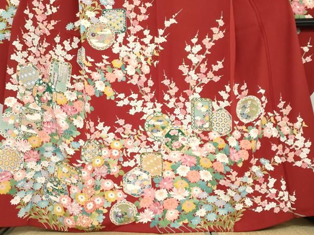 平和屋着物○豪華振袖 友禅 鴛鴦花文 暈し染め 正絹 逸品 CABA1298gh