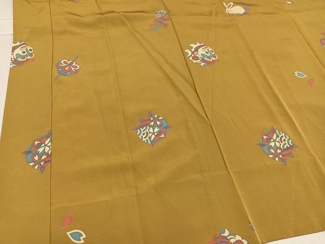 平和屋着物○長襦袢 無双仕立て 月兎 犬 張り子 糸巻 毬 半衿刺繍