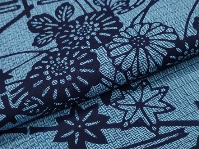 平和屋着物∴夏物 浴衣 竹垣流水花文 綿 逸品 CABA0493ng