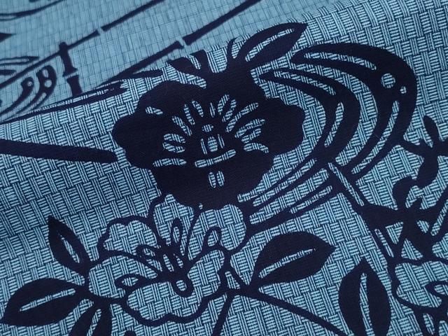 平和屋着物∴夏物 浴衣 竹垣流水花文 綿 逸品 CABA0493ng