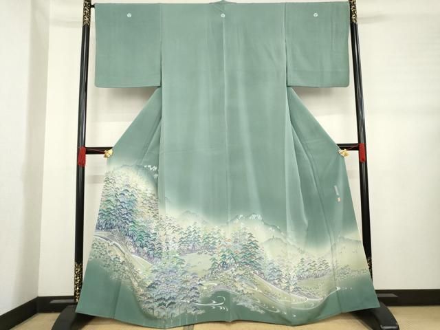 平和屋着物●豪華色留袖　友禅　作家物　風景松文　正絹　逸品　AABD4359ck 平和屋着物○豪華色留袖 友禅 作家物 風景松文 正絹 逸品 AABD4359ck