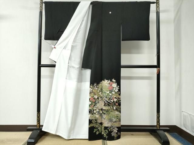 平和屋着物○豪華黒留袖 友禅作家物 雪持ち竹林文 正絹 逸品 AABC5103zg