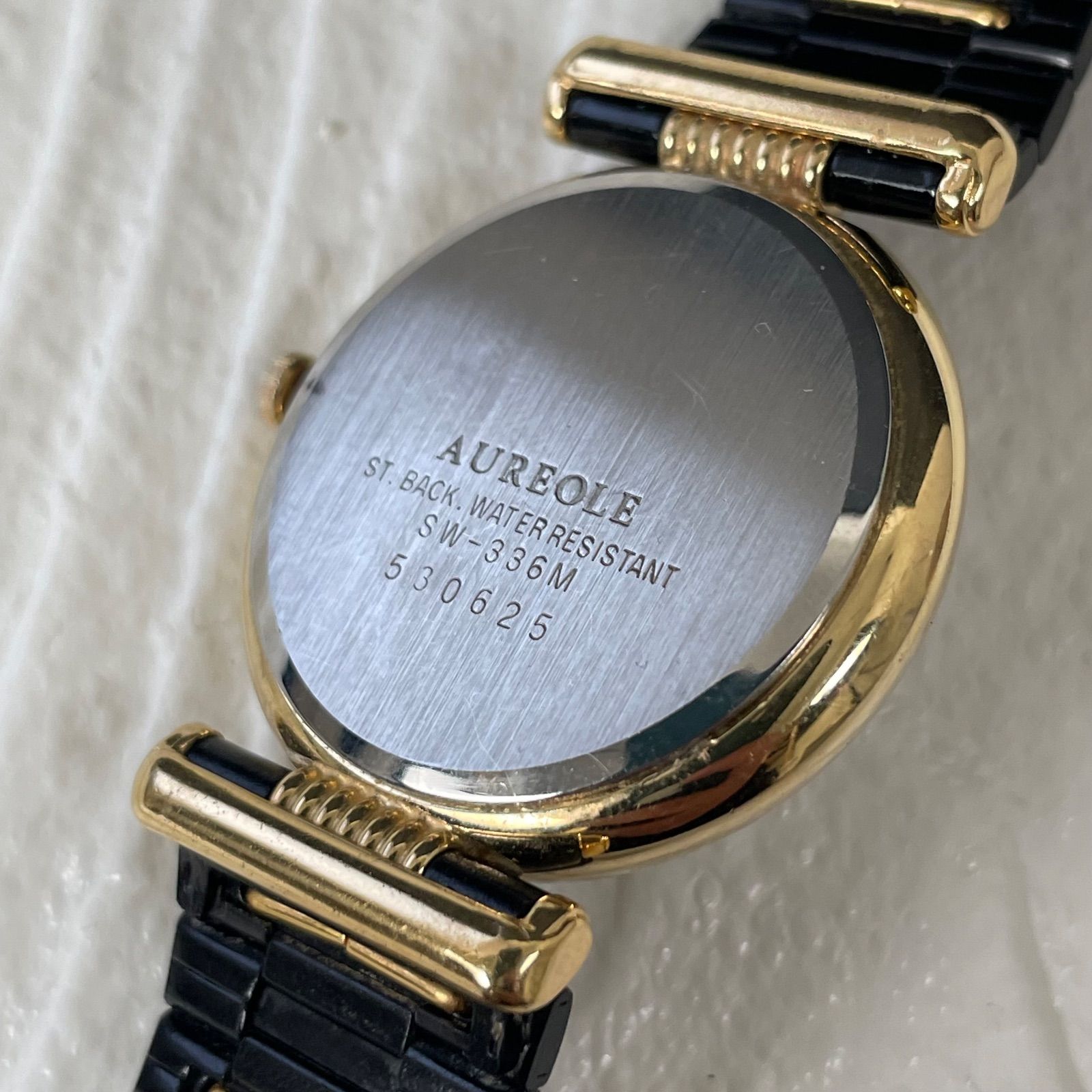 オレオール　 ゴールド 腕時計 AUREOLE オレオール レディース腕時計 稼働品 ゴールド×ブラック ユニ