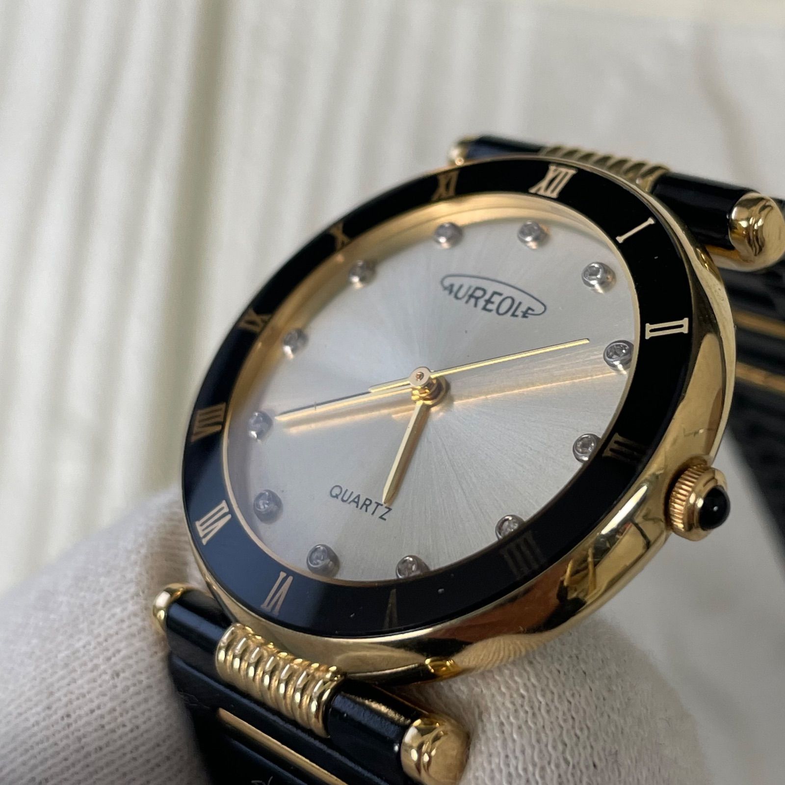 AUREOLE オレオール レディース腕時計 稼働品 ゴールド×ブラック ユニ