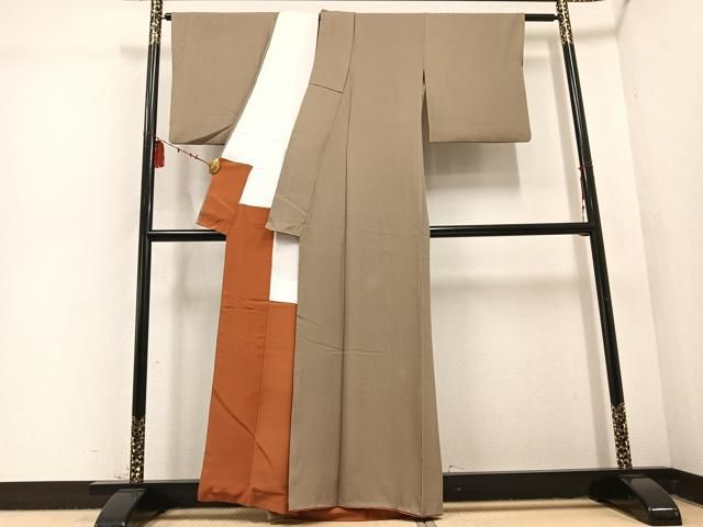 平和屋着物○江戸小紋 万筋 白色×黒色 正絹 逸品 AABA0439zg 平和屋