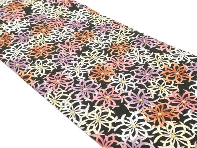 平和屋着物○小糸敏夫 九寸開き名古屋帯 乱菊文 黒地 正絹 逸品