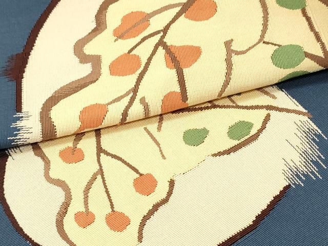 平和屋着物○爪掻き本綴れ 八寸名古屋帯 地紙花車文