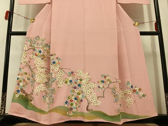 平和屋着物●豪華色留袖　友禅　手描き　桜　金銀彩　正絹　逸品　AABD3958ph 平和屋着物○豪華色留袖 友禅 手描き 桜 金銀彩 正絹 逸品 AABD3958ph 平和