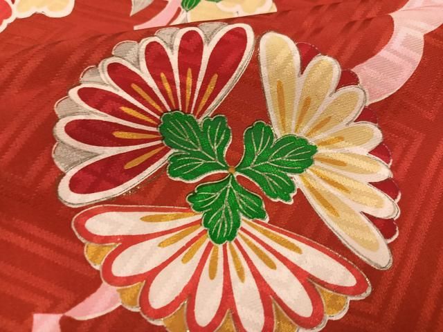 平和屋着物○つけ帯 紬地 更紗花文 金彩 正絹 逸品 DAAZ0255ps 平和