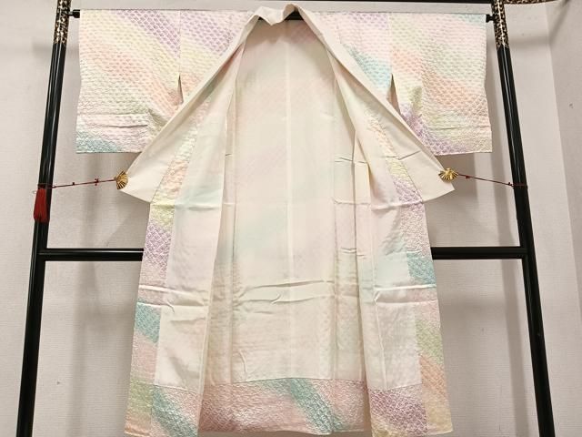 平和屋着物 長襦袢 袷 絞り 斜縞 正絹 ph