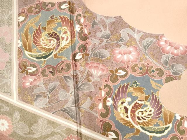 平和屋着物●豪華色留袖　鳳凰更紗花唐草文　金彩　正絹　逸品　未使用　CAAZ3442yc 平和屋着物○豪華色留袖 鳳凰更紗花唐草文 金彩 正絹 逸品 未