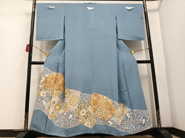 千總謹製　仮絵羽　色留袖　刺繍　金彩　唐花　イエロー　三つ紋　着物　024a d 千總謹製仮絵羽色留袖刺繍金彩唐花イエロー三つ紋着物024a d