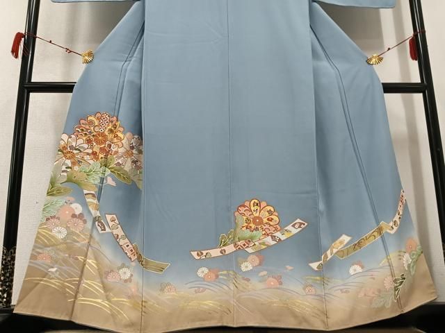 平和屋着物●豪華色留袖　駒刺繍　草花文　暈し染め　金彩　正絹　逸品　未使用　AABD0838ph 平和屋着物○豪華色留袖 駒刺繍 草花文 暈し染め 金彩 正絹