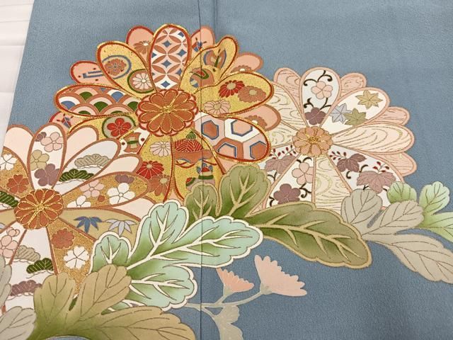 平和屋着物○豪華色留袖 友禅作家物 雅尊 駒刺繍 扇面御所車