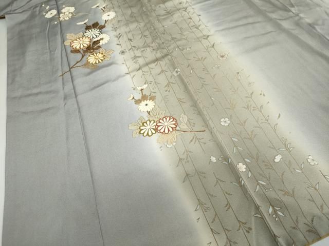 M05-13 新品保管品 久留米かすり 綿絣 着尺反物 グレー/灰色