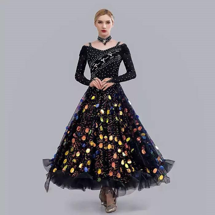 社交ダンスドレス フロート 上品 長袖 スタンダード 社交ダンス衣装