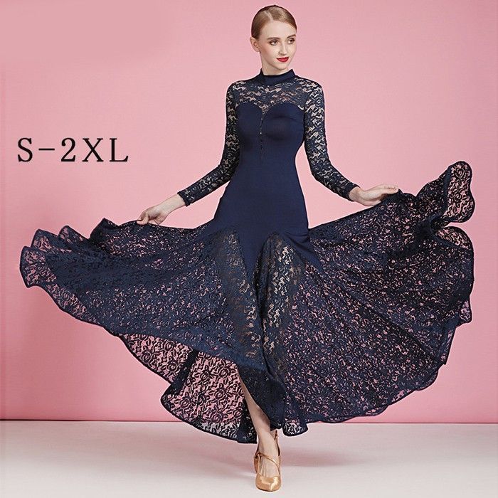 高品質 社交ダンス ドレス 社交ダンス衣装 長袖 初心者 練習着 レース