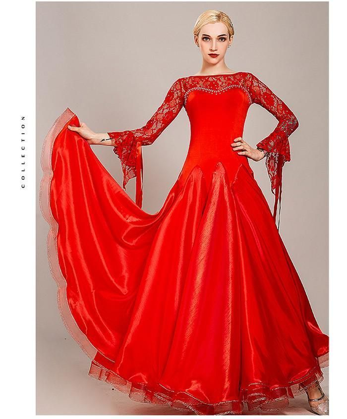 社交ダンスドレス フロート 上品 高品質 社交ダンス ドレス 長袖