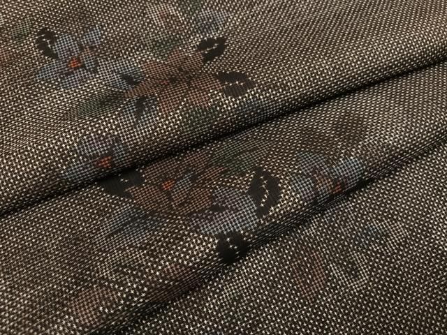 平和屋着物○本場大島紬 一元絣 草花文 正絹 逸品 未使用 AABD0763ph