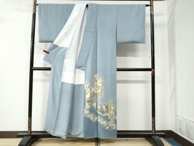 平和屋着物○豪華色留袖 駒刺繍 流水短冊飛鶴文 金彩 正絹 逸品 DAAY5261ud