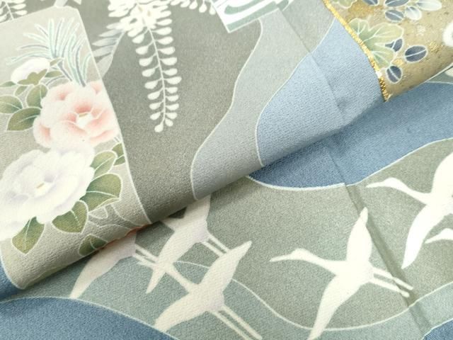 平和屋着物○豪華色留袖 駒刺繍 流水短冊飛鶴文 金彩 正絹 逸品 DAAY5261ud