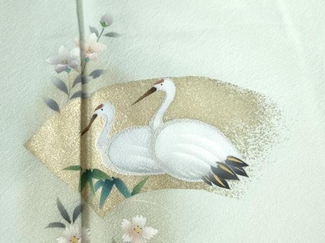 平和屋着物○豪華色留袖 地紙鶴秋草文 金彩 正絹 逸品 CAAZ3329yc