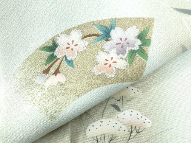 平和屋着物○豪華色留袖 地紙鶴秋草文 金彩 正絹 逸品 CAAZ3329yc