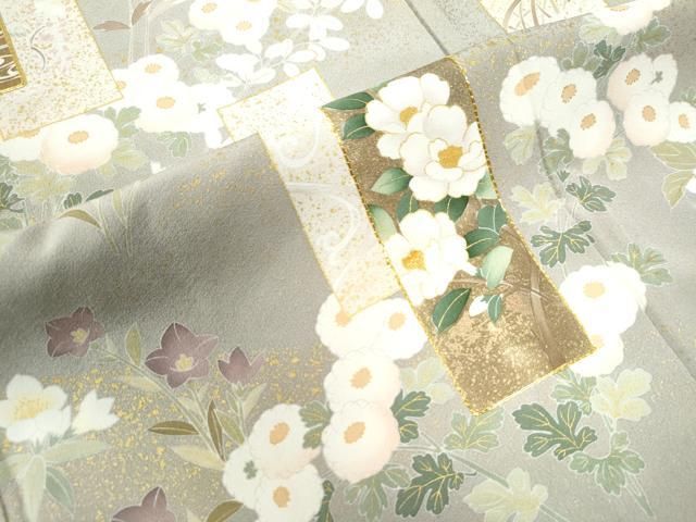 平和屋着物●豪華色留袖　駒刺繍　短冊重ね群鶴草花文　金彩　正絹　逸品　未使用　CAAZ3331yc 平和屋着物○豪華色留袖 駒刺繍 短冊重ね群鶴草花文 金彩