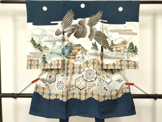 平和屋着物[]お宮参り 男の子 祝着 産着 初着 のしめ 鷹 鷲