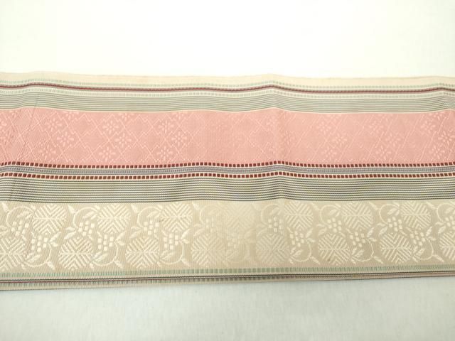 平和屋着物●本場筑前博多織　半幅帯　名物裂間道　笹蔓緞子　正絹　逸品　DABE5001ps 平和屋着物○本場筑前博多織 半幅帯 更紗花間道 正絹 逸品 DABD1977ps