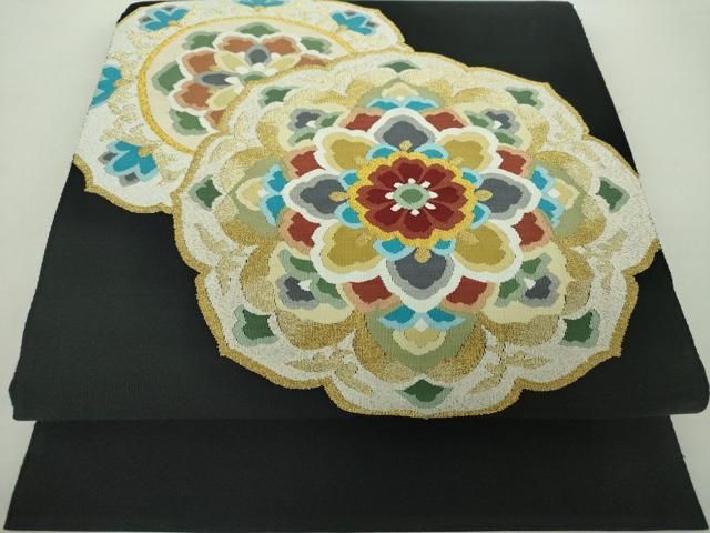 平和屋着物●八寸名古屋帯　入子菱柄　正絹　逸品　DAAZ0283ps 平和屋着物○八寸名古屋帯 入子菱柄 正絹 逸品 DAAZ0283ps 平和